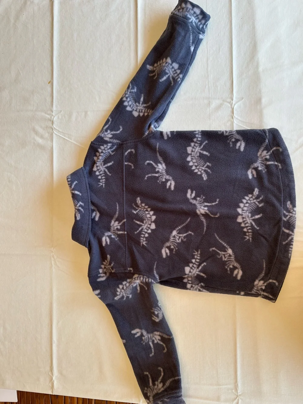 Fleece Button-Front Jumpsuit in Dark Navy with Fern Print
